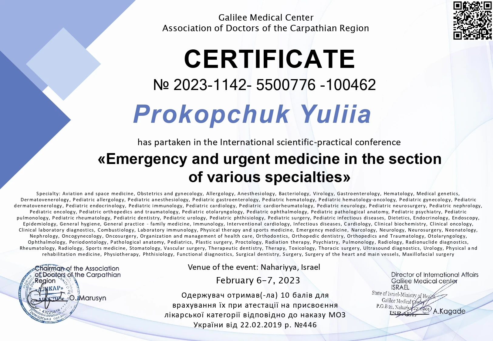 Прокопчук Юлія Вікторівна