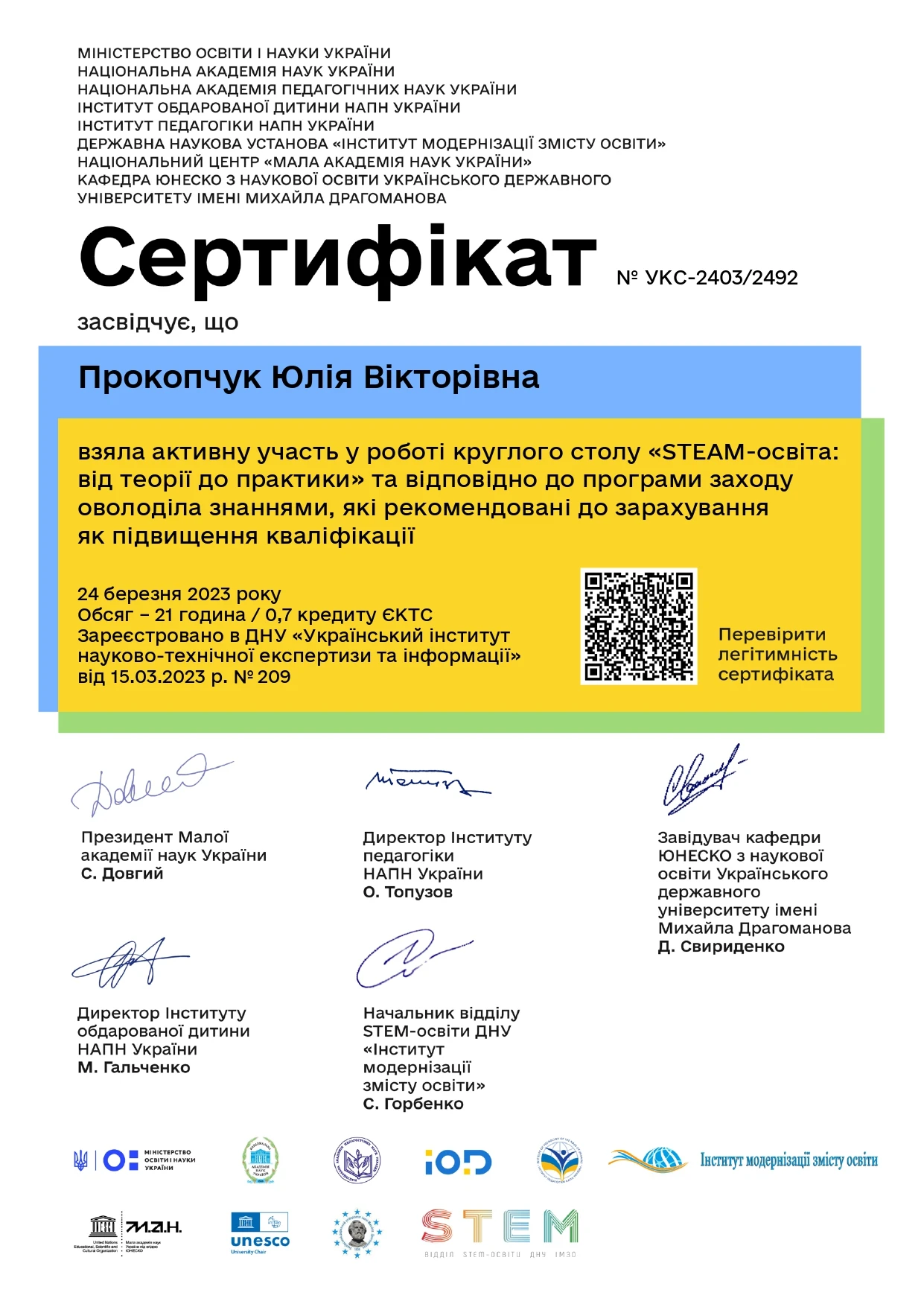 Прокопчук Юлія Вікторівна